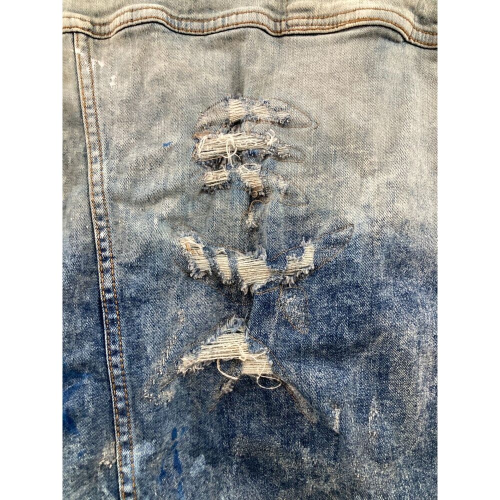 Jordan Craig Legacy Edition Men's X-Large Distressed Denim Jacket Blue Ripped - Picture 8 of 11